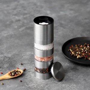 3 Layer Metal Salt and Pepper Grinder with Adjustable Burr