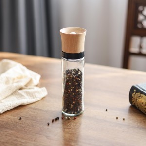 Adjustable Natural Wood Salt Pepper Grinder with Large Capacity