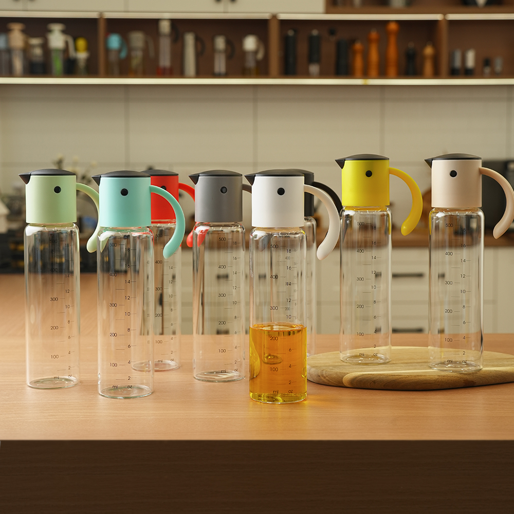 Custom 500ml Gravity Oil & Vinegar Bottle with Drip-Free Spout