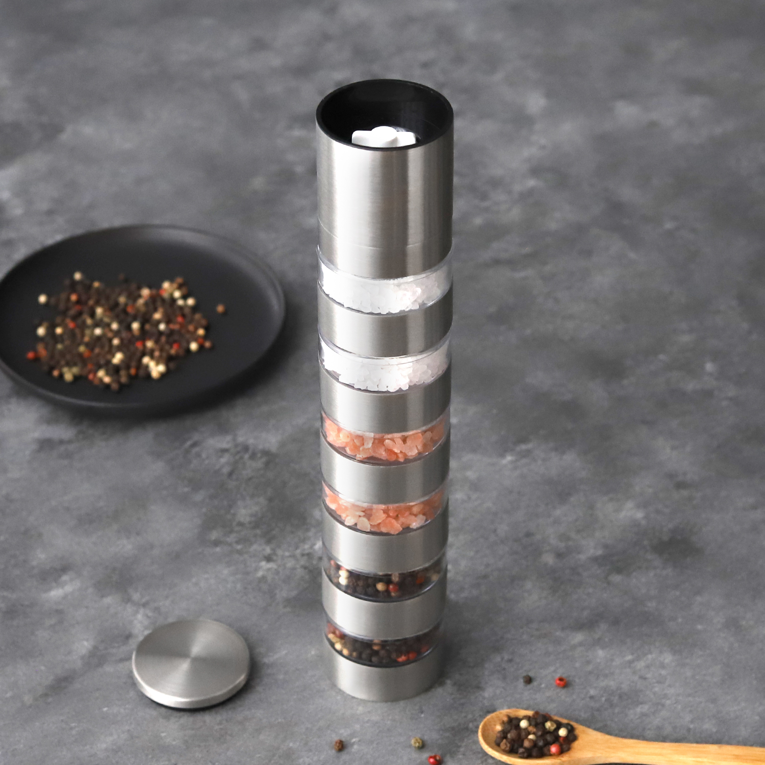 Custom 6-Layer Metal Salt & Pepper Grinder with Adjustable Ceramic Burr 1