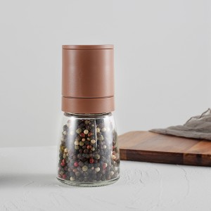 Custom Brown Portable Salt and Pepper Grinder with Adjustable Burr