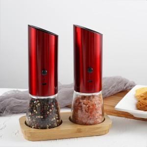 Custom Electric Salt and Pepper Grinder Set with Bamboo Base