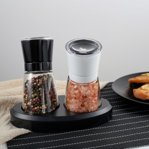 Custom Manual Salt and Pepper Grinder Set with Staggered Stand