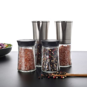 Wholesale Manual Herb Grinder Set with Two Spice Glass Jars