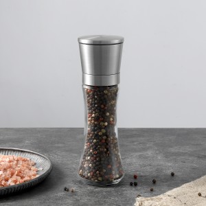 ODM Curved Glass Salt and Pepper Grinder with Adjustable Ceramic Burr