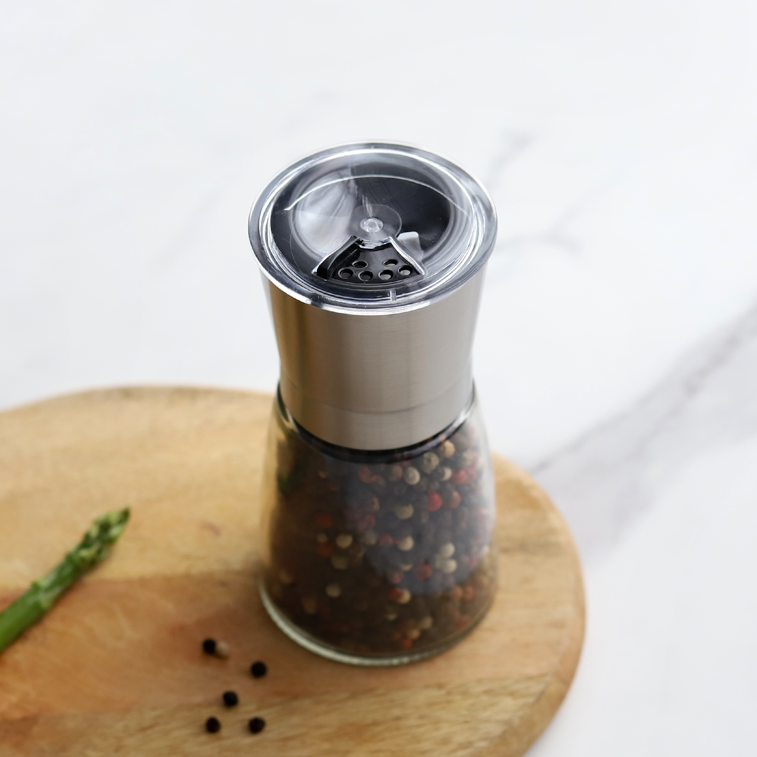 ODM Stainless Steel Salt and Pepper Grinder with Multifunctional Lid