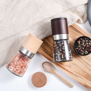 Personalized Wood Dry Pepper Grinder with Beech Wood Cap