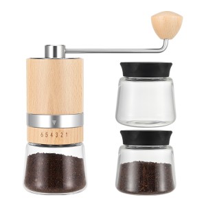 Wood Hand Burr Coffee Grinder with Stainless Steel Burr