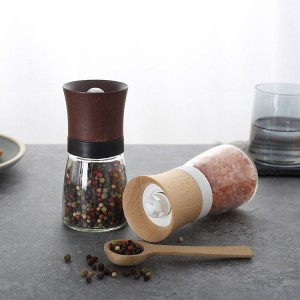 Wood Salt & Pepper Grinder with Glass Jar